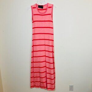 Mimi Sunshine Vintage Knit Dress Womens Small Linen Blend Orange Red Stripes